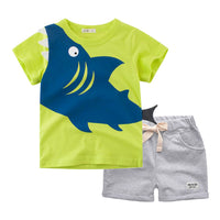 Shark Print Cotton Short Sleeve T-Shirt+Short Set